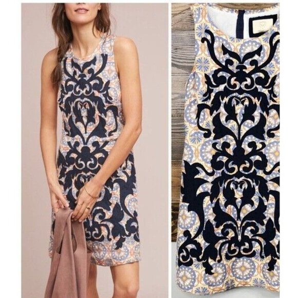 Anthropologie Vanessa Virginia Owen Embroidered Shift Dress Size 4 Petite - Picture 1 of 8